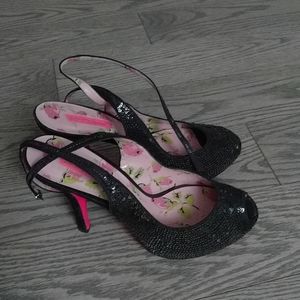 Beautiful black sparkly heels by Betsey Johnson